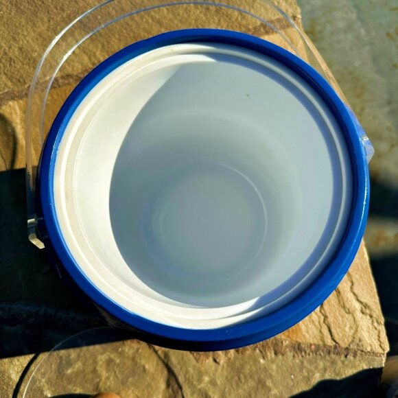 Vintage MCM Morgan Bucket Brigade Ice Bucket Royal Blue Wooden Knob Man Cave Bar - Picture 7 of 9